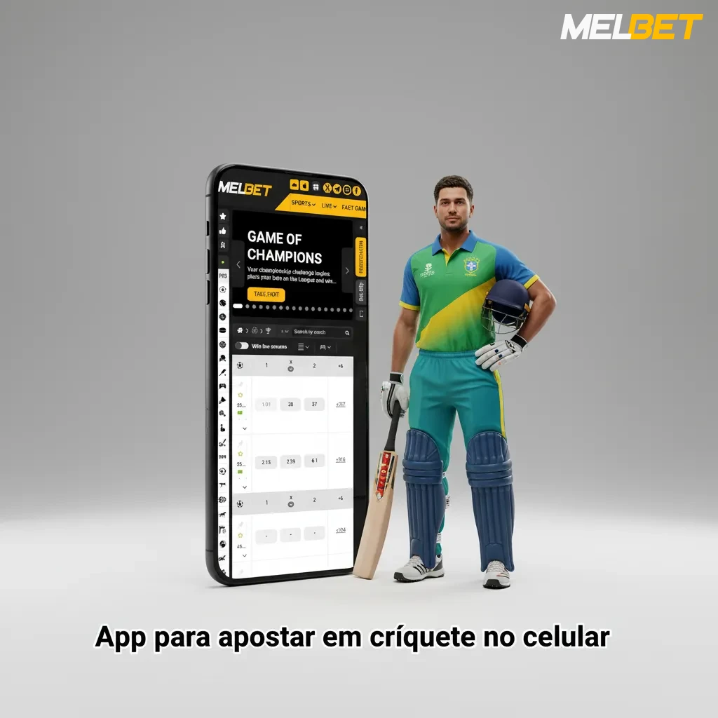 Tela do app de apostas de críquete no Brasil, odds ao vivo, Android/iOS e PWA, navegação rápida e alertas de odds