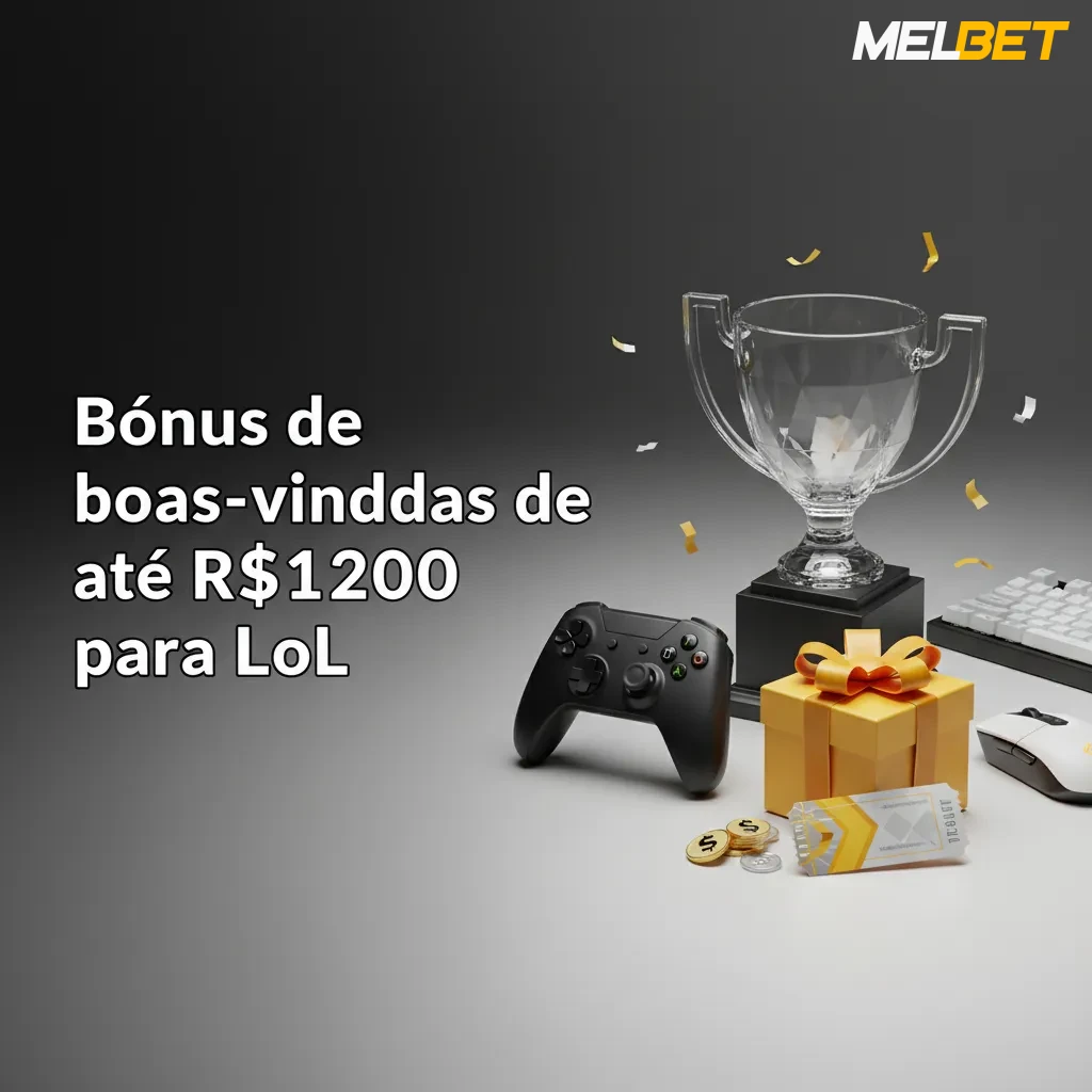 Banner promocional de LoL no Brasil: bônus 100% até R$1200 no primeiro depósito.
