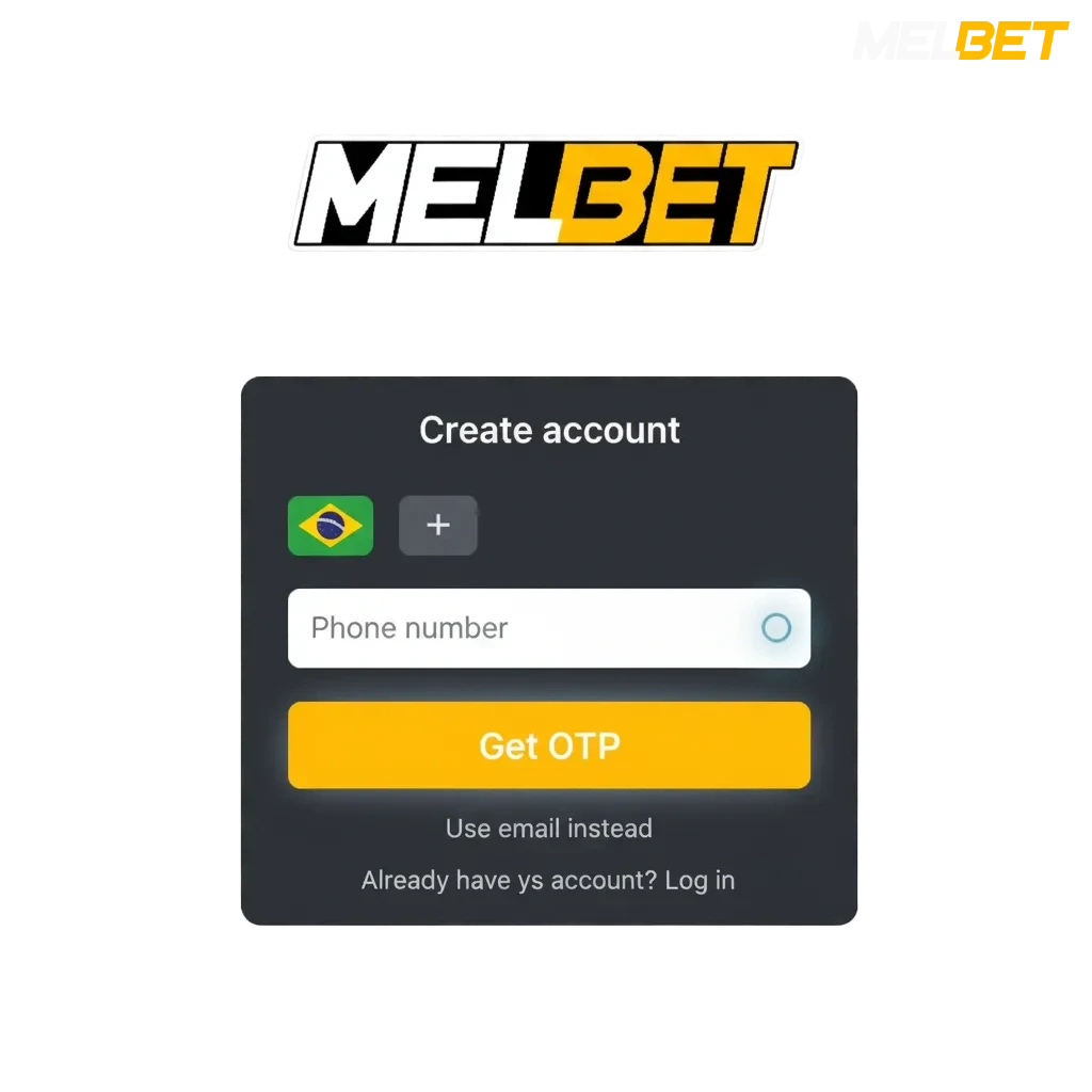 Tela de cadastro e login da Melbet no Brasil, com verificação de conta, apostas e cassino, e bônus de boas-vindas até R$1200