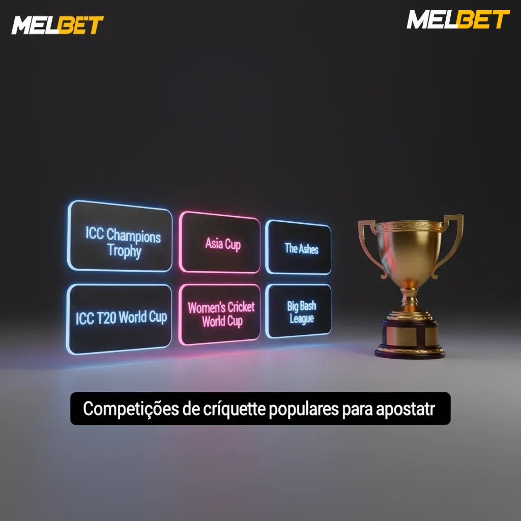 Banner de apostas em críquete com ICC ODI, T20, The Ashes e ligas como IPL, BBL, PSL e CPL.