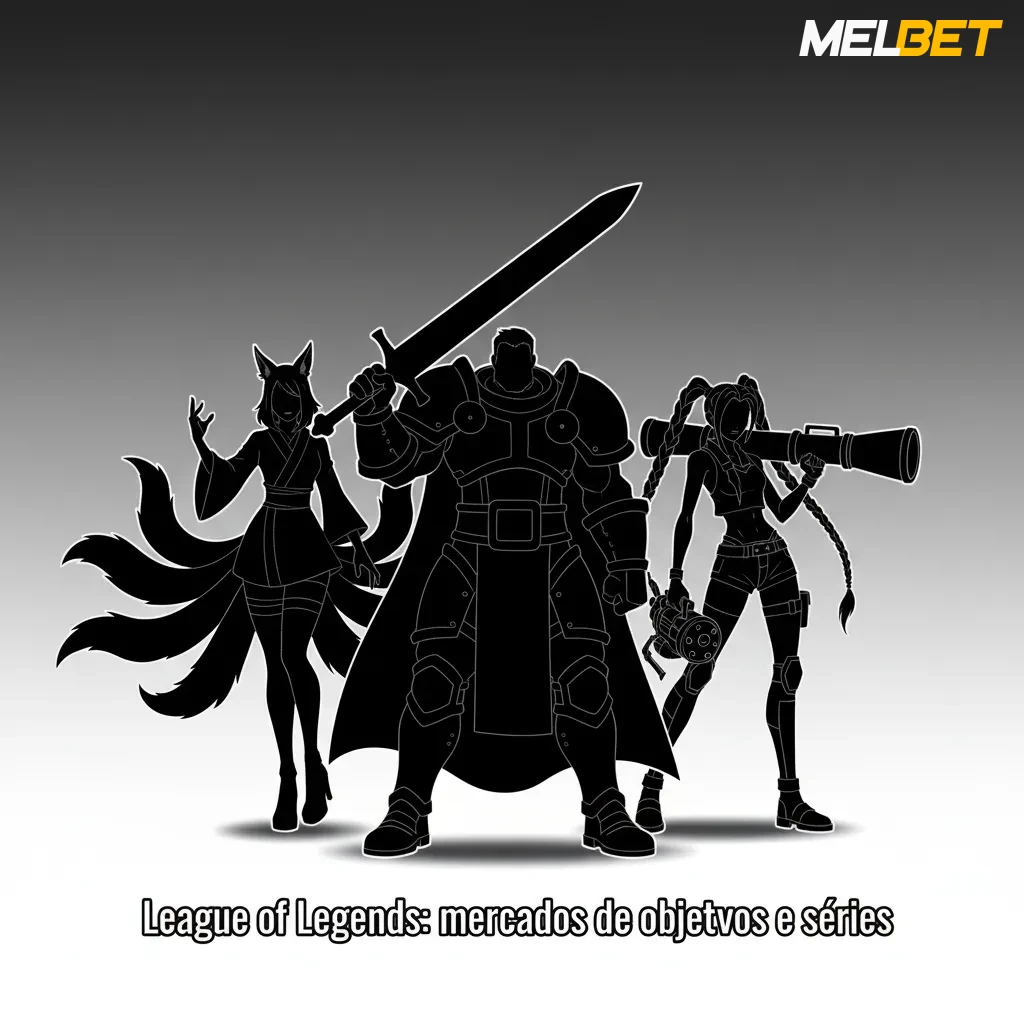 Gráfico de apostas de LoL com mercados de objetivos e séries; destaque para Worlds, MSI, CBLOL, LEC e LCK.