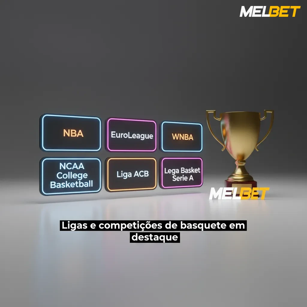 Colagem de logos de ligas de basquete (NBA, NBB, Euroliga, NCAA, WNBA, ACB, FIBA) com destaque para calendário anual.