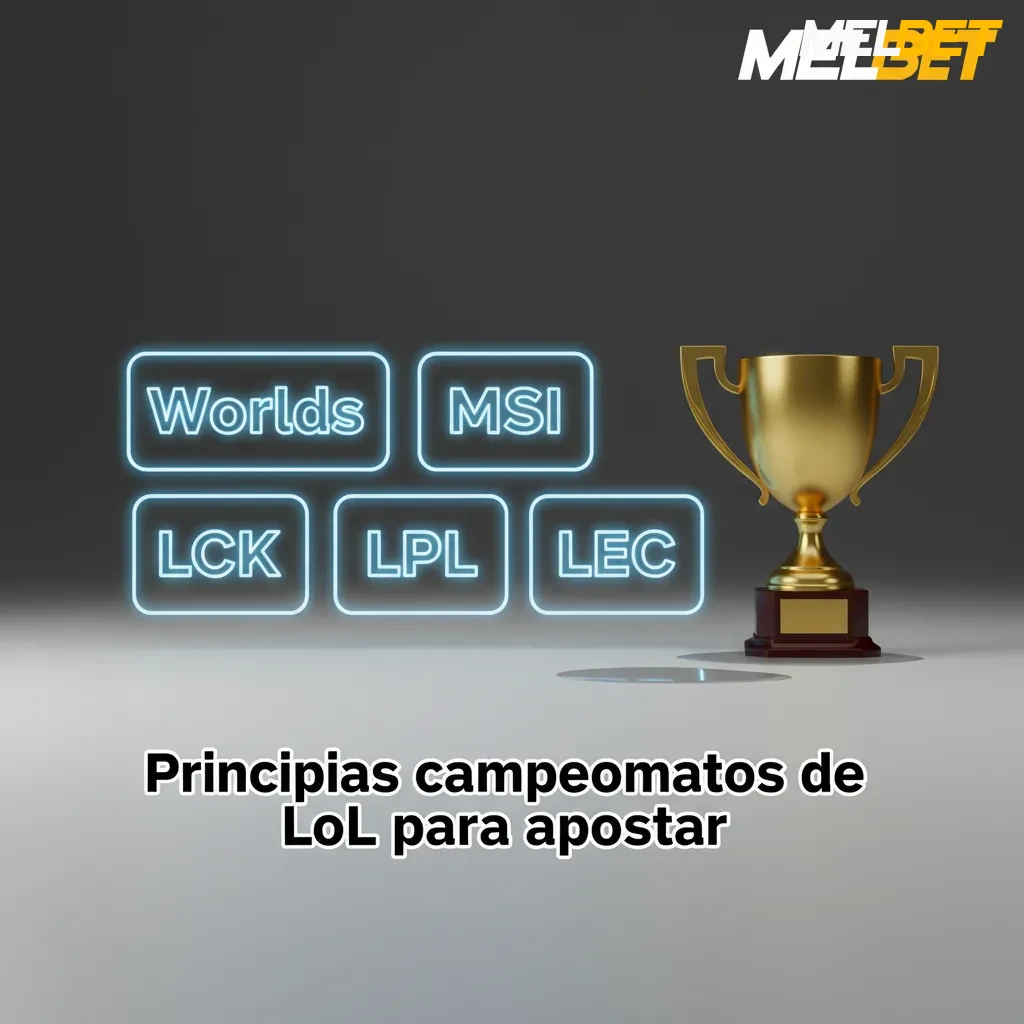 Lista de principais campeonatos de League of Legends para apostar: Worlds, MSI, EWC, LCK, LPL, LEC e CBLOL.